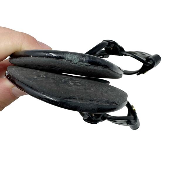 TORY BURCH Black Patent Leather Miller Classic Designer Logo Sandals Size 8.5 - Picture 8 of 10